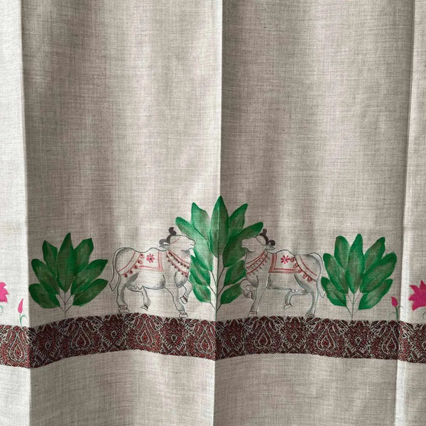 Hand painted shawl with traditional elephant artwork from Ekeha shawl collection