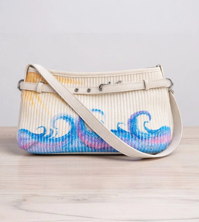 Hand painted wave design shoulder bag from Ekeha