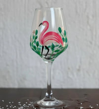 Hand-painted flamingo wine glass single artistic design