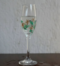 Hand-painted floral champagne glass single elegant design