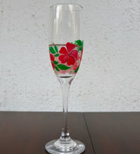 Hand-painted red floral champagne glass single elegant design